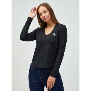 Tričká s dlhým rukávom pre ženy Calvin Klein Jeans - čierna