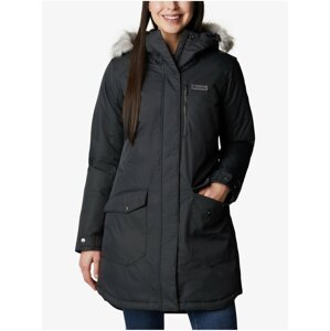 Čierny dámsky zimný kabát s kapucňou s umelým kožúškom Columbia Suttle Mountain