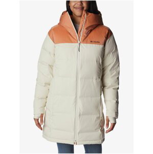 Oranžovo-krémový dámsky prešívaný zimný kabát s kapucňou Columbia Opal Hill