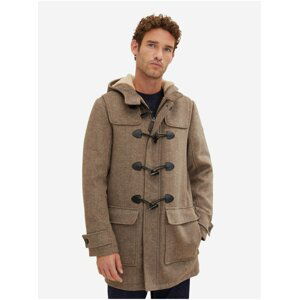 Hnedý pánsky zimný kabát s kapucňou a prímesou vlny Tom Tailor