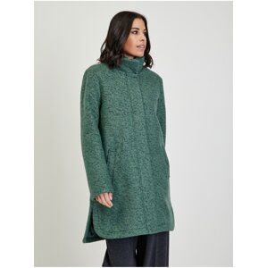 Zelený dámsky melírovaný kabát s prímesou vlny Tom Tailor Denim