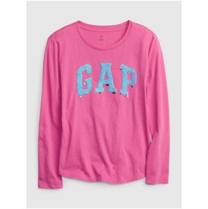 Tmavoružové dievčenské tričko s dlhým rukávom GAP