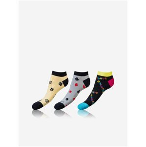 Súprava troch párov unisex ponožiek v žltej, šedej a čiernej farbe Bellinda CRAZY IN-SHOE SOCKS 3x