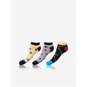 Súprava troch párov unisex ponožiek v žltej, šedej a čiernej farbe Bellinda CRAZY IN-SHOE SOCKS 3x