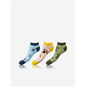 Súprava troch párov unisex ponožiek v modrej, žltej a zelenej farbe Bellinda CRAZY IN-SHOE SOCKS 3x