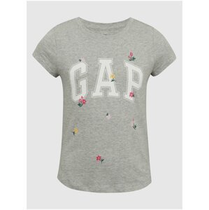 Šedé dievčenské kvetované tričko GAP