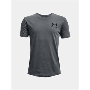 Tmavošedé chlapčenské tričko Under Armour UA Sportstyle Left Chest SS