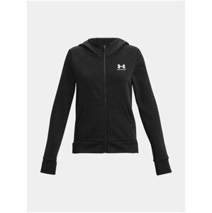 Čierna dievčenská športová mikina na zips s kapucňou Under Armour Rival Fleece LU FZ