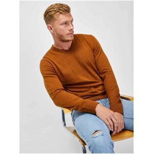 Hnedý pánsky bavlnený sveter s véčkovým výstrihom GAP