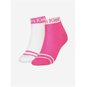 Ponožky pre ženy Calvin Klein - biela, tmavoružová