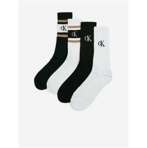 Súprava štyroch párov pánskych ponožiek v bielej a čiernej farbe Calvin Klein Underwear