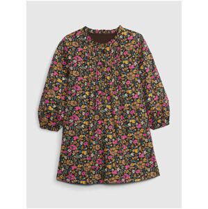 Hnedé dievčenské šaty s kvetinovým vzorom GAP