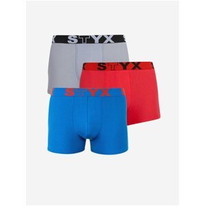 Boxerky pre mužov STYX - modrá, červená, sivá