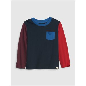 Červeno-modré chlapčenská tričko s vreckom GAP