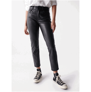 Čierne dámske skrátené koženkové nohavice Salsa Jeans Nappa