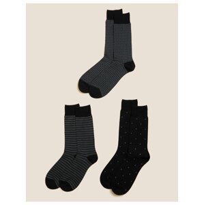 Sada troch párov pánskych ponožiek v čiernej farbe Marks & Spencer