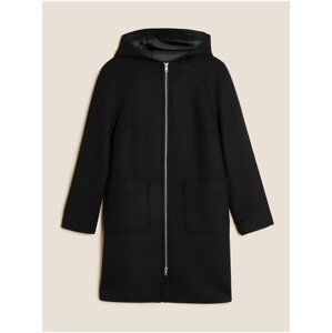 Čierny dámsky kabát s prímesou vlny Marks & Spencer