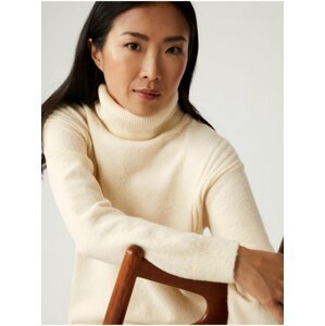 Mikinové a svetrové šaty pre ženy Marks & Spencer - krémová