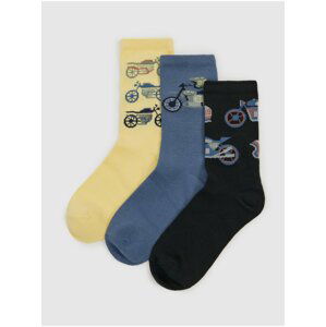 Sada troch párov chlapčenských ponožiek v modrej a krémovej farbe GAP