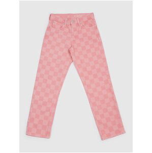 Ružové dievčenské kockované rifľové nohavice GAP
