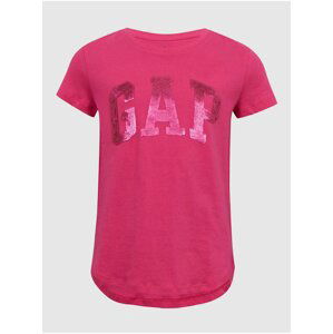 Tmavoružové dievčenské bavlnené tričko s logom GAP