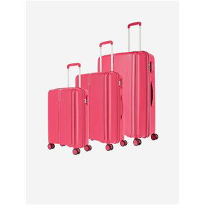 Sada troch cestovných kufrov v ružovej farbe Travelite Vaka 4w S,M,L