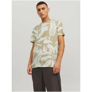 Béžové pánske vzorované tričko Jack & Jones Tropic