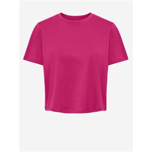 Tmavo ružový dámsky basic crop top Pieces Rina