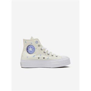 Krémové dámske vzorované členkové tenisky Converse Chuck Taylor All Star Lift