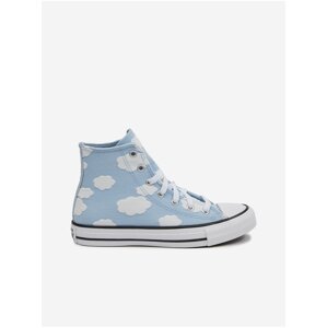 Svetlomodré detské vzorované členkové tenisky Converse Chuck Taylor All Star Cloudy