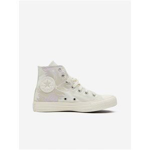 Krémové dámske kvetované členkové tenisky Converse Chuck Taylor All Star Floral