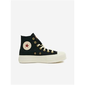 Čierne dámske členkové tenisky na platforme Converse Chuck Taylor All Star Lift