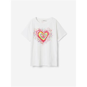 Biele dievčenské tričko Desigual Heart