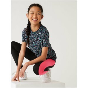 Čierne dievčenskú vzorované športové tričko Marks & Spencer