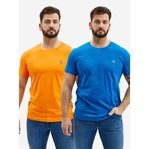 Súprava dvoch pánskych tričiek v oranžovej a modrej farbe Calvin Klein Jeans