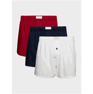 Súprava troch pánskych trenírok v bielej, tmavo modrej a červenej farbe Tommy Hilfiger Underwear
