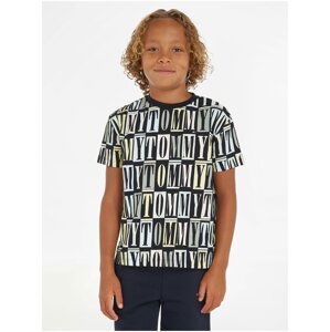 Tmavomodré chlapčenské vzorované tričko Tommy Hilfiger