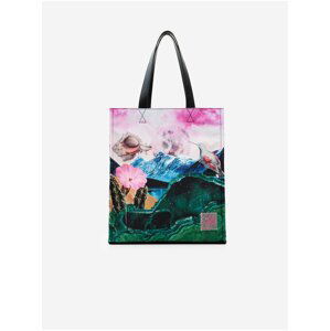 Zeleno-ružový dámsky vzorovaný shopper Desigual Paisaje Surreal