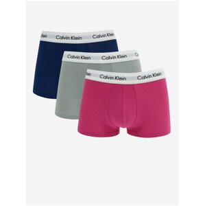 Súprava troch pánskych boxeriek v tmavo ružovej, šedej a tmavo modrej farbe Calvin Klein Underwear