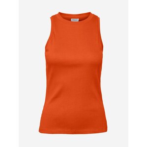 Oranžové dámske rebrované basic tielko AWARE by VERO MODA Lavender