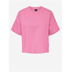 Ružové dámske melírované basic tričko Pieces Chilli