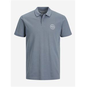 Šedomodré pánske polo tričko Jack & Jones Shark