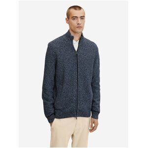 Tmavo modrý pánsky melírovaný sveter na zips Tom Tailor