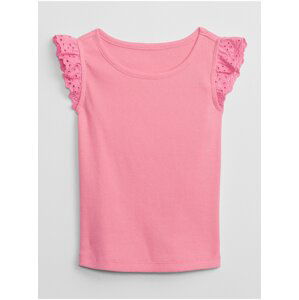 Ružové dievčenské tričko s madeirou GAP