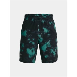 Zeleno-čierne chlapčenské šortky Under Armour Project Rock Printed Wvn Short