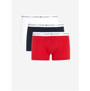 Súprava troch pánskych boxeriek v čiernej, bielej a červenej farbe Tommy Hilfiger Underwear