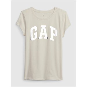 Béžové dievčenské bavlnené tričko s logom GAP