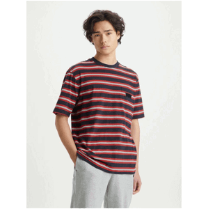 Čierne pánske pruhované tričko Levi's® Stay Loose Graphic PKT T Strip