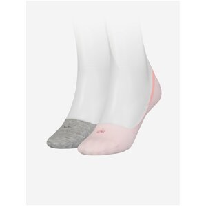 Sada dvoch párov dámskych ponožiek v šedej a ružovej farbe Calvin Klein
