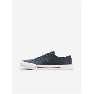 Tmavomodré pánske kožené tenisky Tommy Hilfiger Core Corporate Vulc Leather